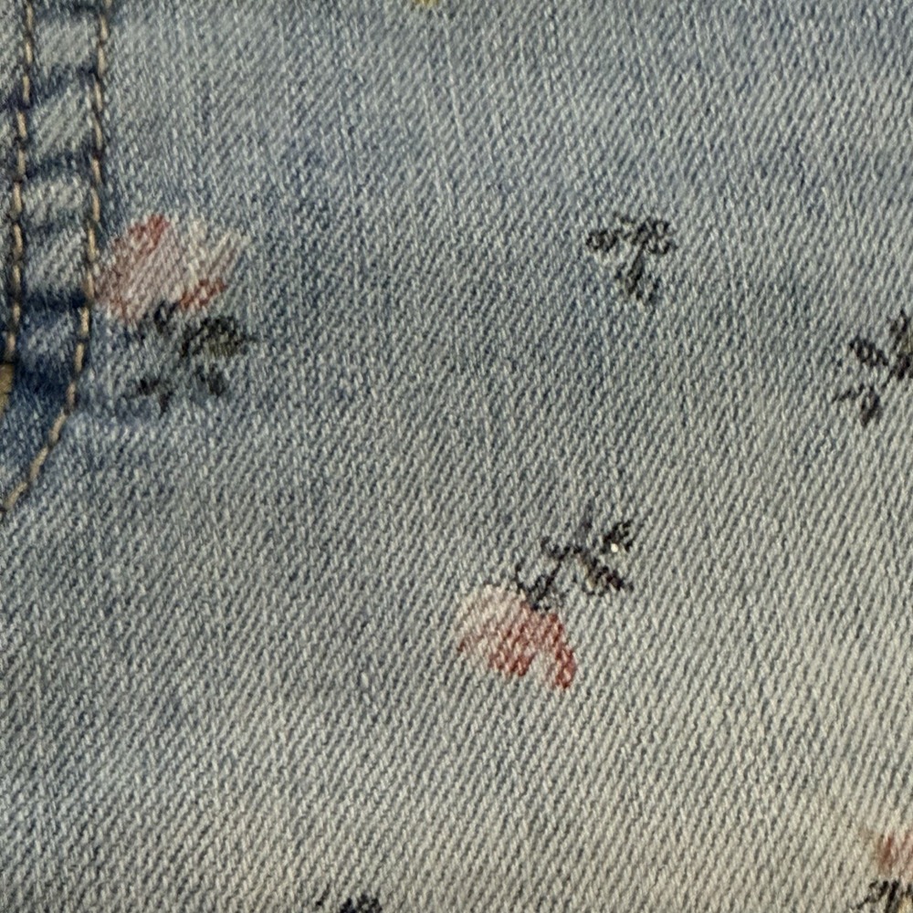 Wild Fable Denim Shorts Floral Print Cut Off Fringe Cottagecore Dainty Feminine - Picture 2 of 7